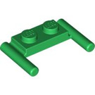 LEGO Grün Platte 1 x 2 mit Griffe (Niedrige Griffe) (3839)