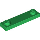 LEGO Green Plate 1 x 4 with Two Studs without Groove (92593)