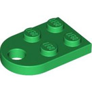 LEGO Grün Platte 2 x 3 mit Gerundet Ende und Stift Loch (3176)