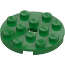 LEGO Verde Piastra 4 x 4 Rotondo con Foro e Snapstud (60474)