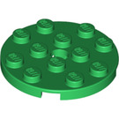 LEGO Grün Platte 4 x 4 Runden mit Loch und Snapstud (60474)