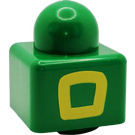 LEGO Grün Primo Backstein 1 x 1 mit Gelb Platz outline auf Gegenüberliegende Seiten (31000)