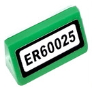 LEGO Vert Pente 1 x 2 (31°) avec 'ER60025' Autocollant (85984)