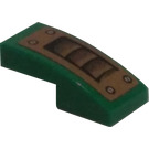 LEGO Green Slope 1 x 2 Curved with Gold Vents and Bolts Sticker (11477)