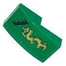 LEGO Green Slope 1 x 2 Curved with Golden Dragon left Sticker (11477)