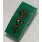 LEGO Grün Steigung 1 x 2 Gebogen mit Green Jewel und Gold Scrollwork Aufkleber (3593)