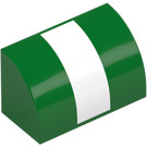 LEGO Green Slope 1 x 2 Curved with White Stripe (37352)