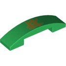 LEGO Green Slope 1 x 4 Curved Double with Gold ninjago Symbol (36444 / 93273)