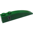 LEGO Grün Steigung 1 x 6 Gebogen mit '1' im green oval - Links Aufkleber (35164)