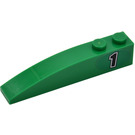 LEGO Green Slope 1 x 6 Curved with Black '1' in Green Oval Sticker (41762)