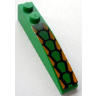 LEGO Green Slope 1 x 6 Curved with Hexagonal Scale, Yellow Border Sticker (41762)