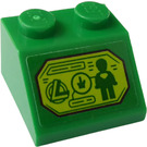 LEGO Vert Pente 2 x 2 (45°) avec Lime Autocollant avec Green Minifigure (3039)