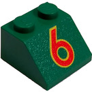 LEGO Vert Pente 2 x 2 (45°) avec rouge 6 Printing (3039)