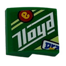 LEGO Vert Pente 2 x 2 Incurvé avec Bleu 'Dra' et blanc 'Lloyd' (Model La gauche) Autocollant (15068)