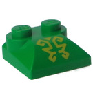 LEGO Green Slope 2 x 2 Curved with Yellow Ornate Lines with Curved End (47457 / 48838)