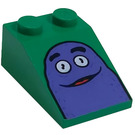 LEGO Green Slope 2 x 3 (25°) with Grimace with Smooth Surface (30474)