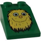 LEGO Green Slope 2 x 3 (25°) with McDonald's Yellow Monster Face with Smooth Surface (30474)