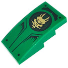 LEGO Green Slope 2 x 4 Curved with Golden Dragon Head Sticker (93606)