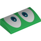 LEGO Green Slope 2 x 4 Curved with Mario Big Eyes with Bottom Tubes (6106 / 94293)