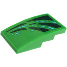 LEGO Green Slope 2 x 4 Curved with Shapes (Left) Sticker (93606)