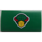 LEGO Green Slope 2 x 4 Curved with Shipping Logo Sticker with Bottom Tubes (88930)