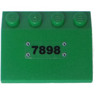 LEGO Green Slope 3 x 4 (25°) with Black 7898 and 4 Rivets Pattern Sticker (3297)
