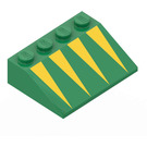 LEGO Groen Helling 3 x 4 (25°) met Geel Triangles (3297)