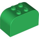 LEGO Vert Pente Brique 2 x 4 x 2 Incurvé (4744)