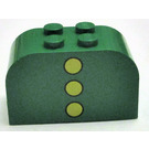 LEGO Green Slope Brick 2 x 4 x 2 Curved with 3 yellow dots vertical (4744 / 82371)