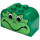 LEGO Grün Steigung Backstein 2 x 4 x 2 Gebogen mit Drachen Dekoration (4744)