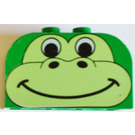 LEGO Green Slope Brick 2 x 4 x 2 Curved with monkey face decoration (4744)