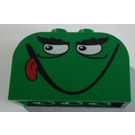 LEGO Green Slope Brick 2 x 4 x 2 Curved with Monster Face (smile, tongue) (4744)