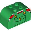 LEGO Vert Pente Brique 2 x 4 x 2 Incurvé avec Striped Shirt et Coveralls (4744 / 83166)