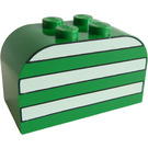 LEGO Green Slope Brick 2 x 4 x 2 Curved with White Stripes (4744)