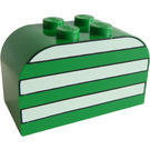 LEGO Green Slope Brick 2 x 4 x 2 Curved with White Stripes (82372 / 82373)