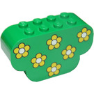 LEGO Green Slope Brick 2 x 6 x 3 with Curved Ends with Yellow Flowers (30075)