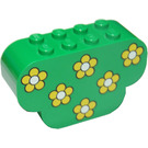 LEGO Grün Steigung Backstein 2 x 6 x 3 mit Gebogen Ends mit Gelb Blumen (30075)