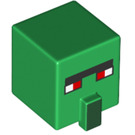 LEGO Green Square Head with Nose with Zombie Villager Face with Red Eyes (23766 / 100573)