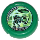 LEGO Green Technic Bionicle Weapon Throwing Disc with Amazon / Jungle, 3 pips, Amazon throwing disk (32171)