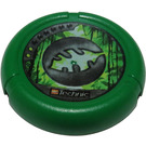 LEGO Green Technic Bionicle Weapon Throwing Disc with Jungle, 2 Pips, Leaf Logo (32171)