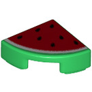 LEGO Grøn Flise 1 x 1 Kvarter Cirkel med Rød Watermelon Slice (25269 / 26485)