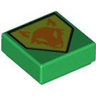 LEGO Groen Tegel 1 x 1 met Fox met groef (3070 / 23846)