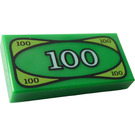 LEGO Green Tile 1 x 2 with 100 Cash with Groove (3069bpx7 / 82317)