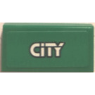 LEGO Green Tile 1 x 2 with City Sticker with Groove (3069)