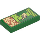 LEGO Green Tile 1 x 2 with Granola Bar with Groove (3069)