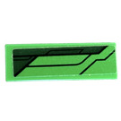 LEGO Green Tile 1 x 3 with Dark Green Stripe and Black Lines Right Side Sticker (63864)