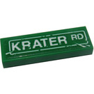 LEGO Green Tile 1 x 3 with 'KRATER RD' Sticker (63864)