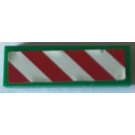 LEGO Green Tile 1 x 3 with Red/White Stripes right pattern Sticker (63864)