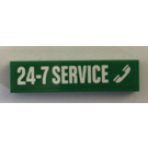 LEGO Green Tile 1 x 4 with 24-7 Service Sticker (2431)