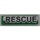 LEGO Green Tile 1 x 4 with Black Rescue Pattern Sticker (2431)